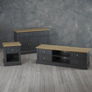 Devon Charcoal Grey 3 Door 2 Drawer Sideboard by Lavishway | Sideboards-35143