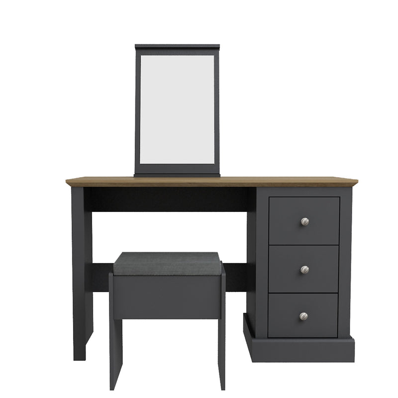 Devon 3 Drawers Dressing Table Set by Lavishway | Dressing Table & Stools-35723