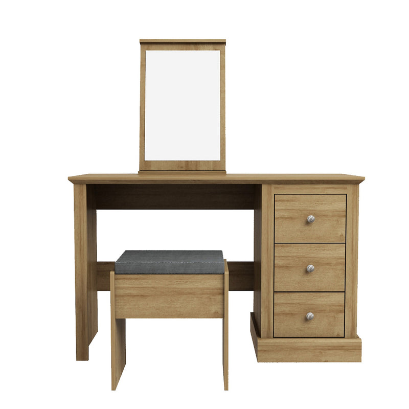 Devon 3 Drawers Dressing Table Set by Lavishway | Dressing Table & Stools-35722