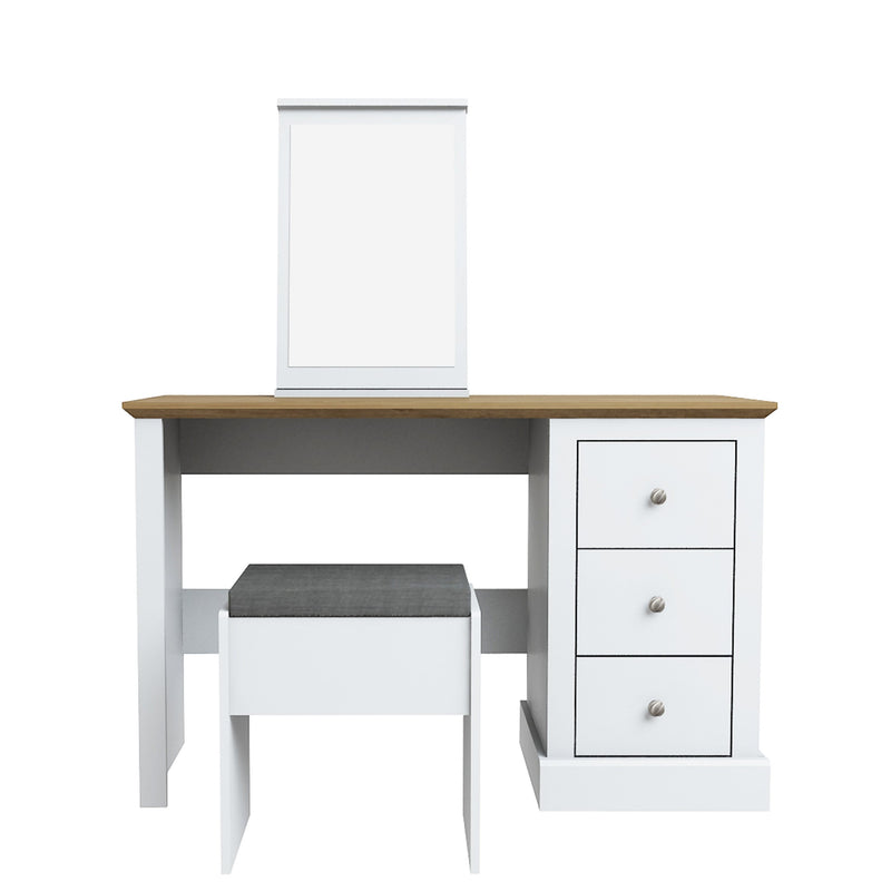 Devon 3 Drawers Dressing Table Set by Lavishway | Dressing Table & Stools-35724
