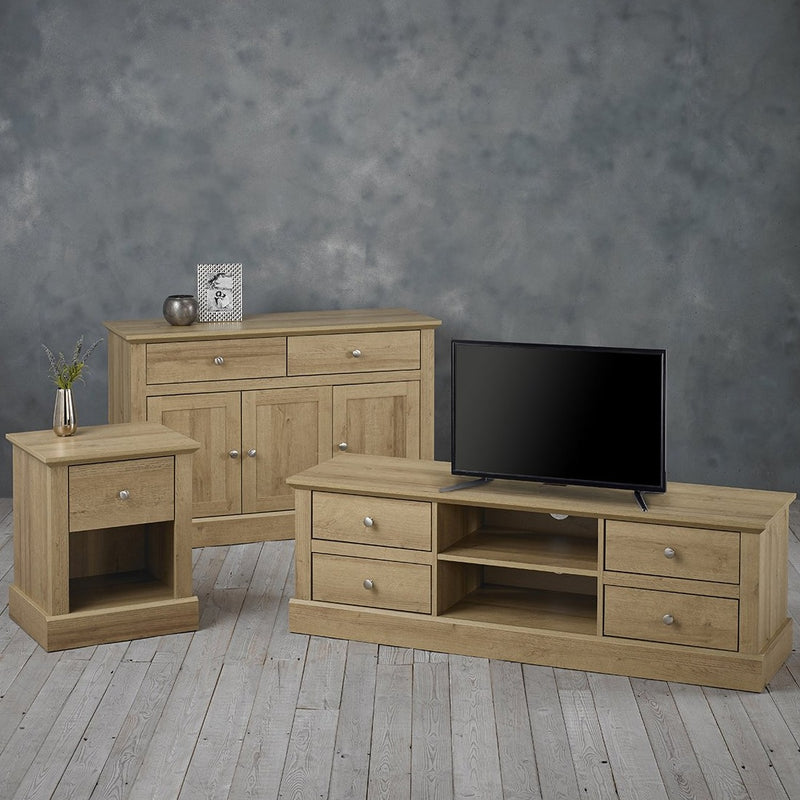 Devon Oak Top Finish 4 Drawer TV Unit by Lavishway | TV Units Cabinets-35126