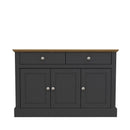 Devon Charcoal Grey 3 Door 2 Drawer Sideboard by Lavishway | Sideboards-35142