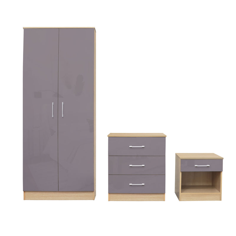 Dakota Taupe Grey 3 Piece Bedroom Set by Lavishway | Chest Of Drawers-35713