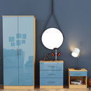 Dakota Oak Finish 3 Peice Blue Bedroom Set by Lavishway | Chest Of Drawers-33639