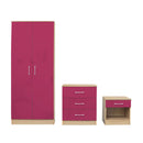 Dakota Oak Finish 3 Peice Pink Bedroom Set by Lavishway | Chest Of Drawers-33631