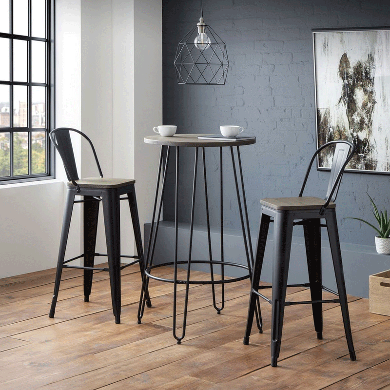 Dalston Mocha Elm Finish Round Top Bar Table by Lavishway | Bar Tables-20441