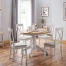Davenport Oak Round Top Dining Table In Ivory by Lavishway | Dining Tables-20368