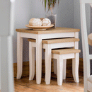 Davenport Oak Top Nest Of 3 Tables In Ivory by Lavishway | Nest of Tables-20394