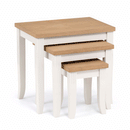 Davenport Oak Top Nest Of 3 Tables In Ivory by Lavishway | Nest of Tables-20396