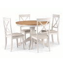 Davenport Oak Round Top Dining Table In Ivory by Lavishway | Dining Tables-20371