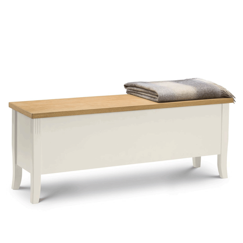 Davenport Oak Top Storage Bench In Ivory by Lavishway | Dining Benches-20365