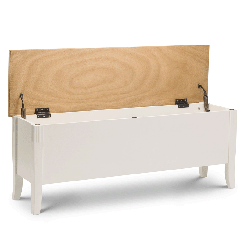 Davenport Oak Top Storage Bench In Ivory by Lavishway | Dining Benches-20362