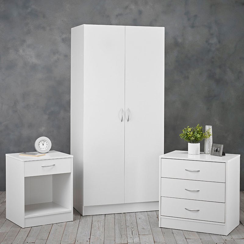 Delta White Finish 3 Piece Bedroom Set by Lavishway | Chest Of Drawers-35482