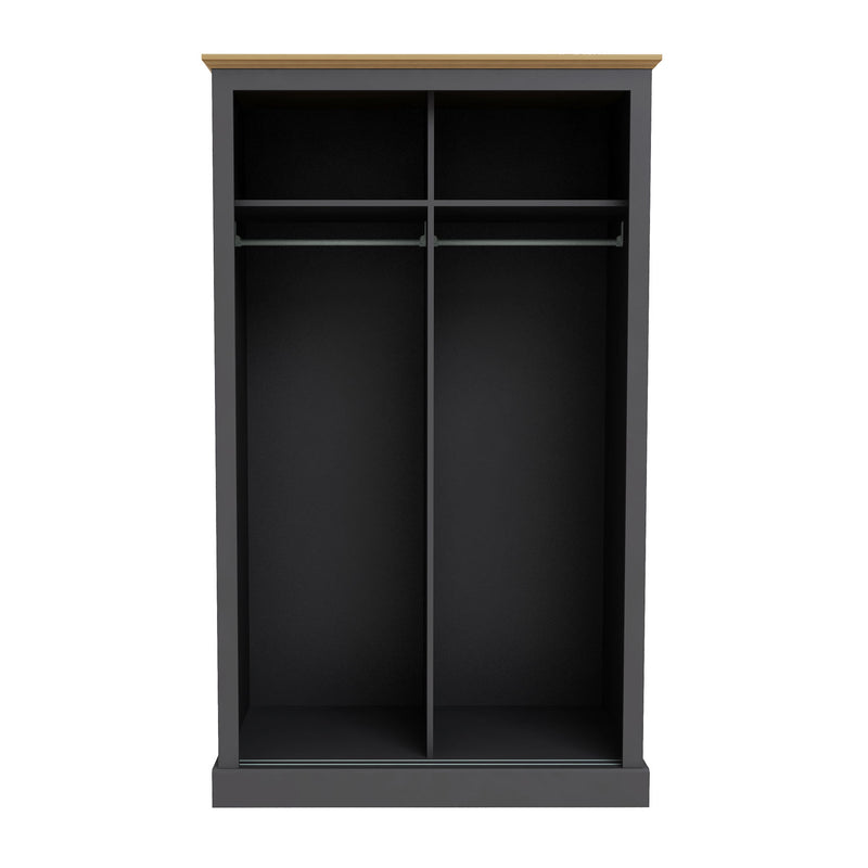 Devon Charcoal Grey 2 Door Sliding Wardrobe by Lavishway | Wardrobe-35447