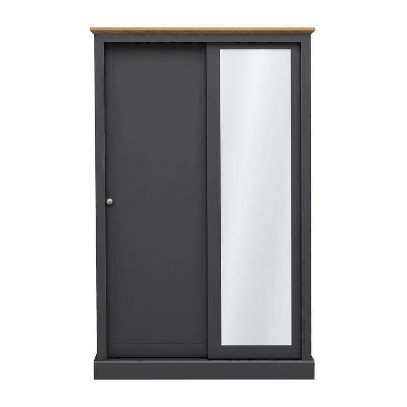 Devon Charcoal Grey 2 Door Sliding Wardrobe by Lavishway | Wardrobe-35446