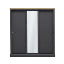 Devon Charcoal Grey 3 Door Sliding Wardrobe by Lavishway | Wardrobe-35432