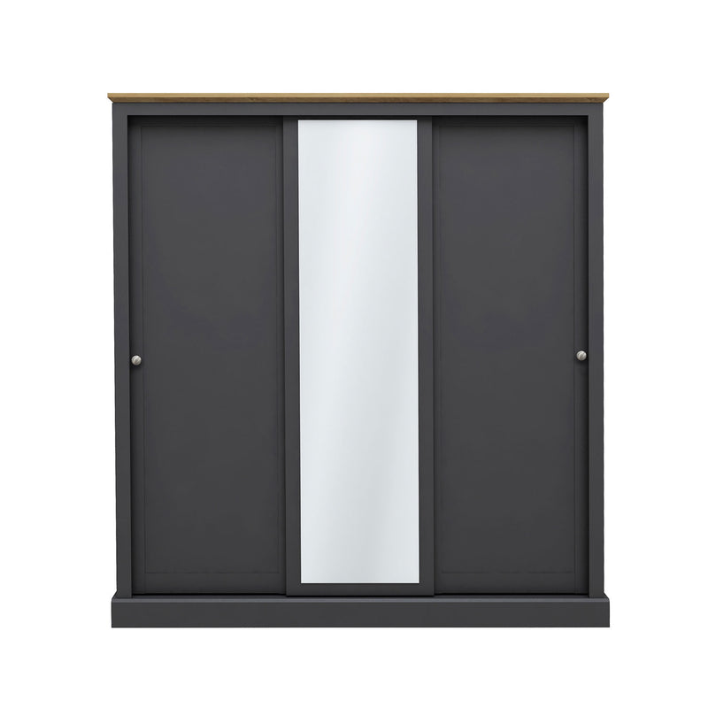 Devon Charcoal Grey 3 Door Sliding Wardrobe by Lavishway | Wardrobe-35432