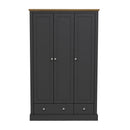 Devon Charcoal Grey 3 Doors 2 Drawer Wardrobe by Lavishway | Wardrobe-35461