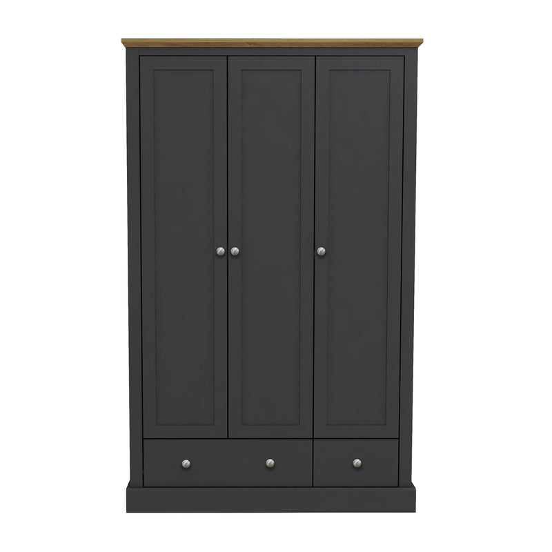 Devon Charcoal Grey 3 Doors 2 Drawer Wardrobe by Lavishway | Wardrobe-35461