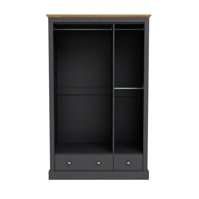 Devon Charcoal Grey 3 Doors 2 Drawer Wardrobe by Lavishway | Wardrobe-35462
