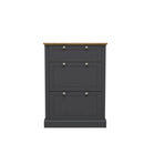 Devon Charcoal Wooden 3 Drawers Shoe Cabinet by Lavishway | Shoe Cabinets-28549