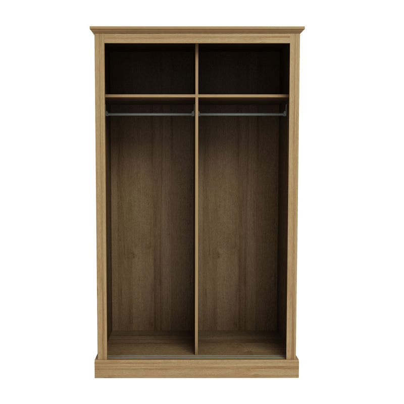 Devon Oak Finish 2 Door Sliding Wardrobe by Lavishway | Wardrobe-35445