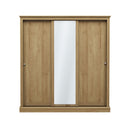 Devon Oak Finish 3 Door Sliding Wardrobe by Lavishway | Wardrobe-35427
