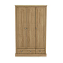 Devon Oak Finish 3 Door & 2 Drawer Wardrobe by Lavishway | Wardrobe-35455