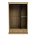Devon Oak Finish 3 Door & 2 Drawer Wardrobe by Lavishway | Wardrobe-35456