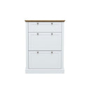 Devon White 3 Tier Wooden Shoe Cabinet by Lavishway | Shoe Cabinets-28548