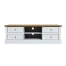 Devon White Oak Top Finish 4 Drawer TV Unit by Lavishway | TV Units Cabinets-35123