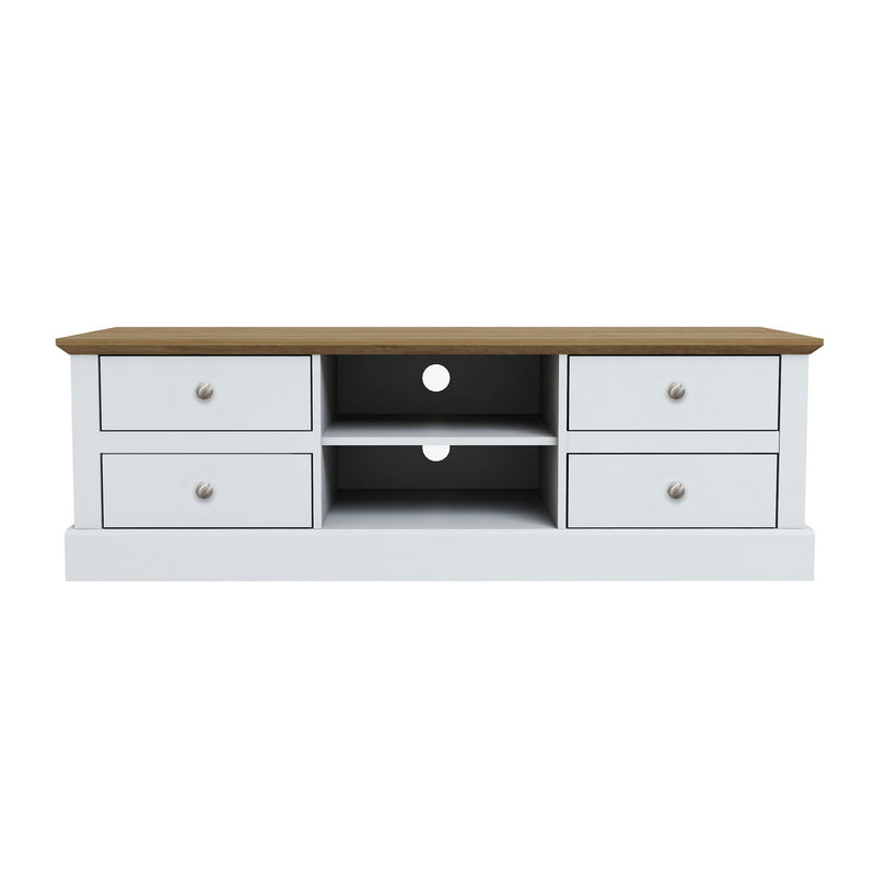 Devon White Oak Top Finish 4 Drawer TV Unit by Lavishway | TV Units Cabinets-35123