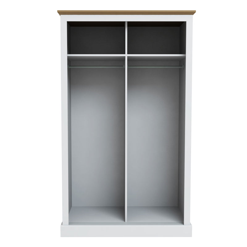 Devon White 2 Doors Sliding Wardrobe by Lavishway | Wardrobe-35440