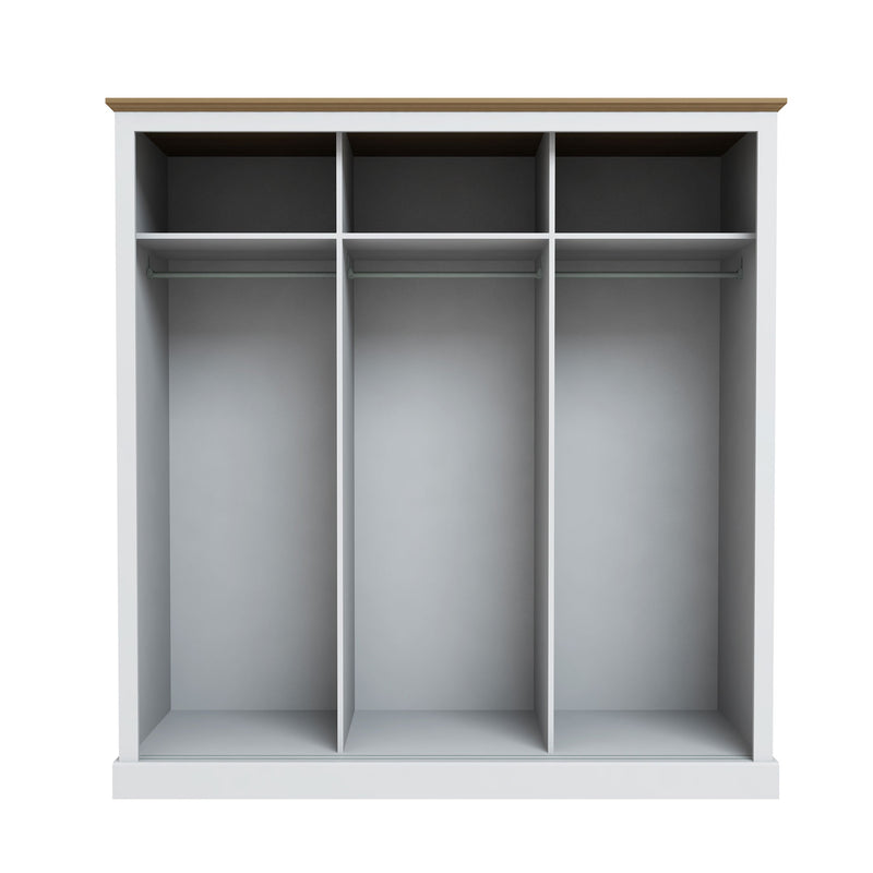 Devon White Painted 3 Door Sliding Wardrobe by Lavishway | Wardrobe-35424