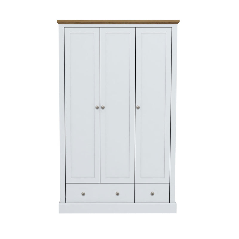 Devon White 3 Doors 2 Drawers Wardrobe by Lavishway | Wardrobe-35453