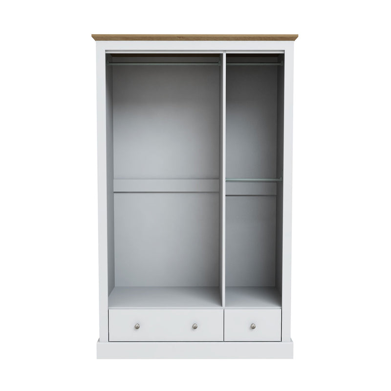 Devon White 3 Doors 2 Drawers Wardrobe by Lavishway | Wardrobe-35454