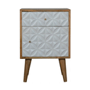 Diamond White Carved 1 Door Bedside Table by Lavishway | Bedside Tables-60480