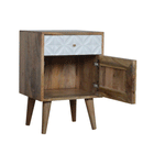 Diamond White Carved 1 Door Bedside Table by Lavishway | Bedside Tables-60481