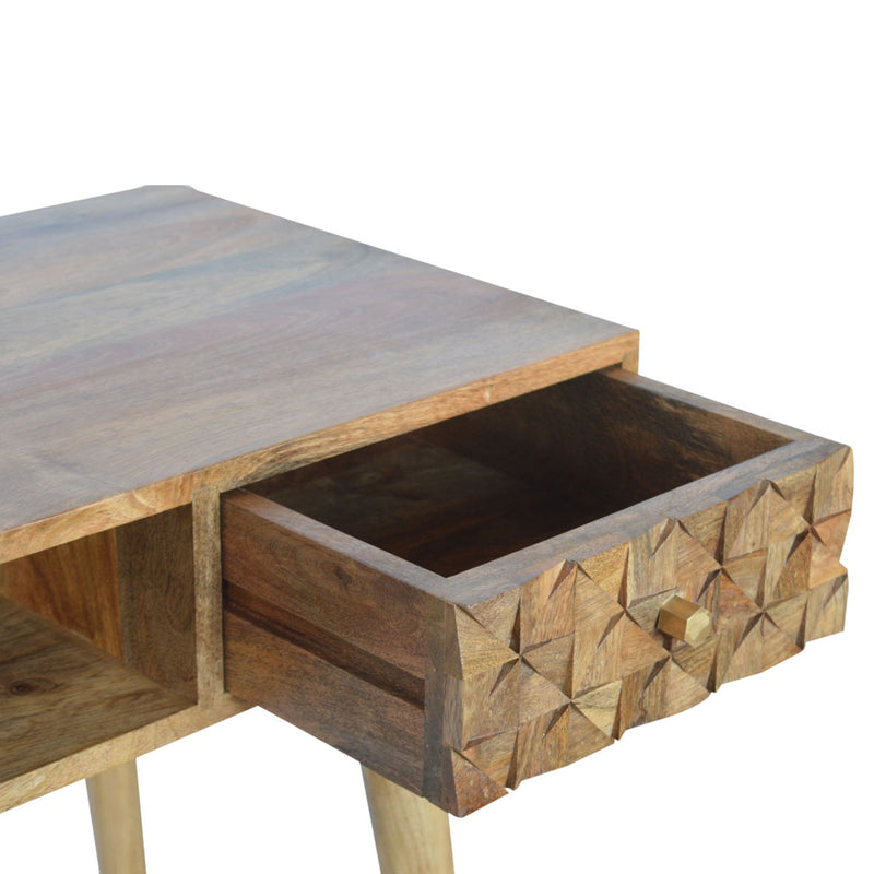 Diamond Carved 1 Drawer Writing Desk by Lavishway | Reclaimed Wood Desks-60382