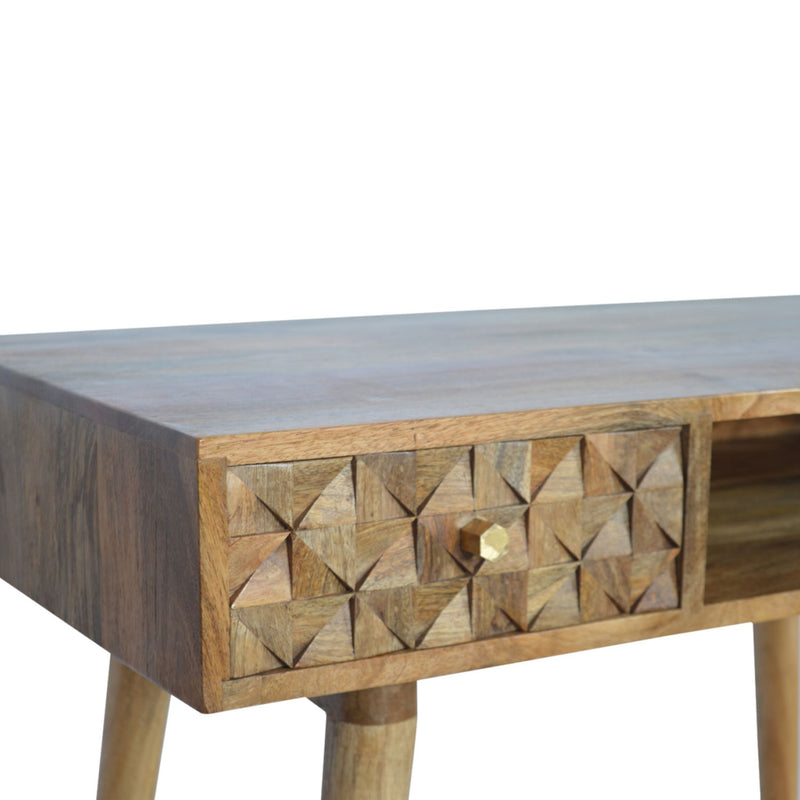 Diamond Carved 1 Drawer Writing Desk by Lavishway | Reclaimed Wood Desks-60381