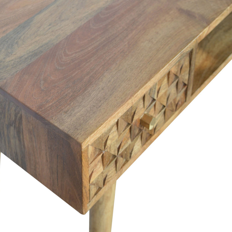 Diamond Carved 1 Drawer Writing Desk by Lavishway | Reclaimed Wood Desks-60380
