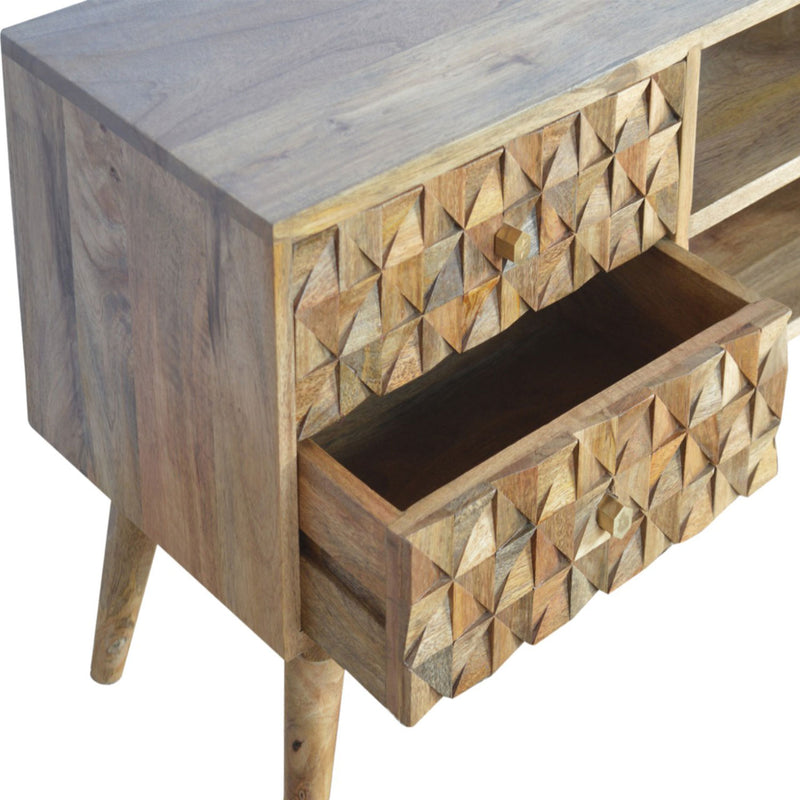 Diamond Carved 2 Drawers Media Unit by Lavishway | TV Units Cabinets-60458