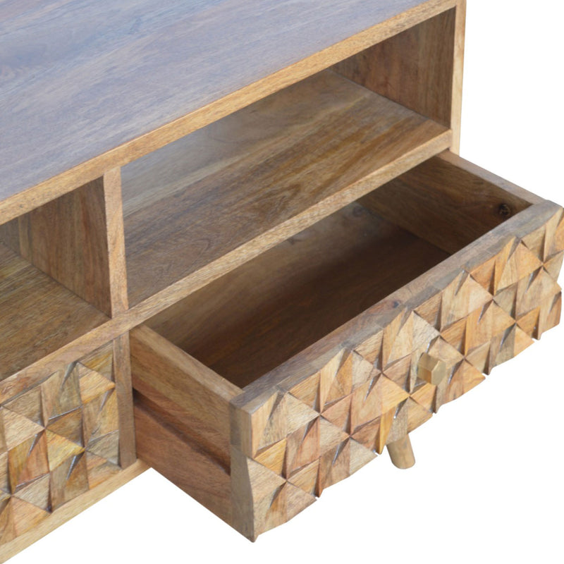 Diamond Carved 2 Drawers TV Unit by Lavishway | TV Units Cabinets-60394