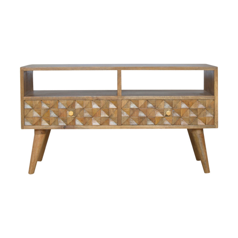 Diamond Carved 2 Drawers TV Unit by Lavishway | TV Units Cabinets-60393