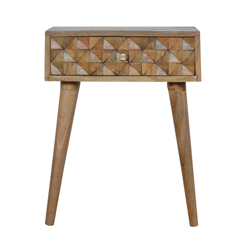 Diamond Carved 1 Drawer Bedside Table by Lavishway | Bedside Tables-60473