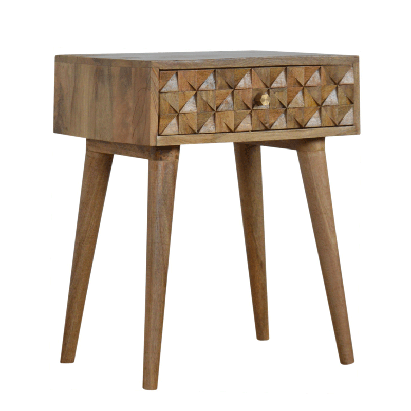Diamond Carved 1 Drawer Bedside Table by Lavishway | Bedside Tables-60472