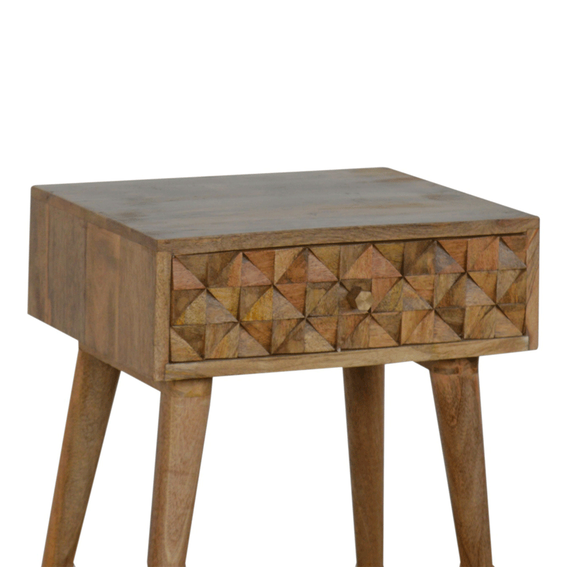 Diamond Carved 1 Drawer Bedside Table by Lavishway | Bedside Tables-60478