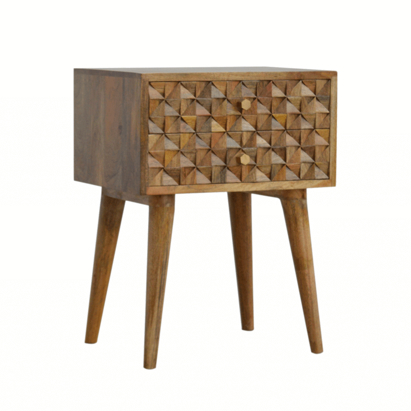 Diamond Carved 2 Drawers Bedside Table by Lavishway | Bedside Tables-60459