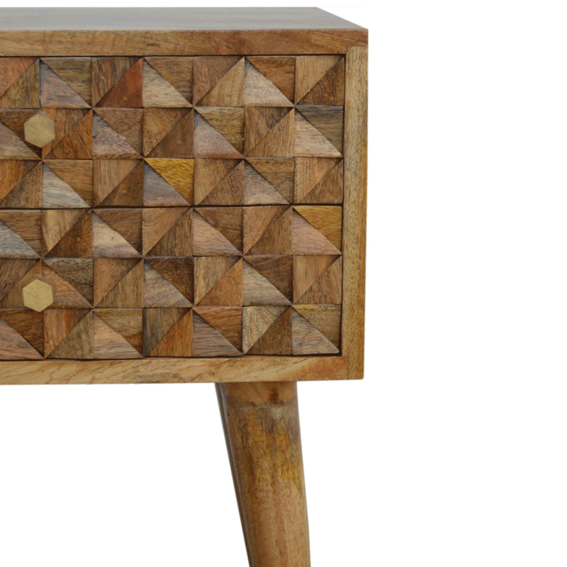 Diamond Carved 2 Drawers Bedside Table by Lavishway | Bedside Tables-60463