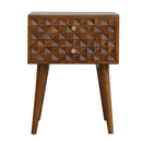 Carved Chestnut 2 Drawers Bedside Table by Lavishway | Bedside Tables-60444